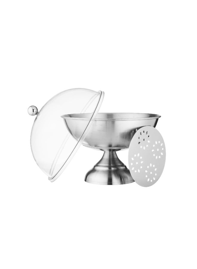 اباريك الصفا وعاء تقديم للتمور أو الحلويات استيل بغطاء بلاستيكي شفاف - Image 2